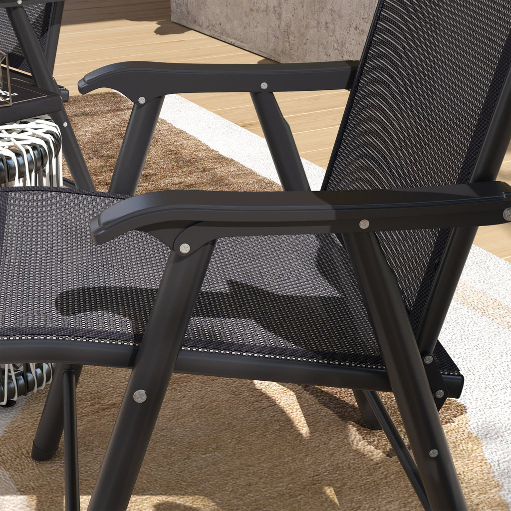 Set of 4 Folding Garden Chairs, Metal Frame Garden Chairs Outdoor Patio Park Dining Seat with Breathable Mesh Seat, Dark Grey by Outsunny-6