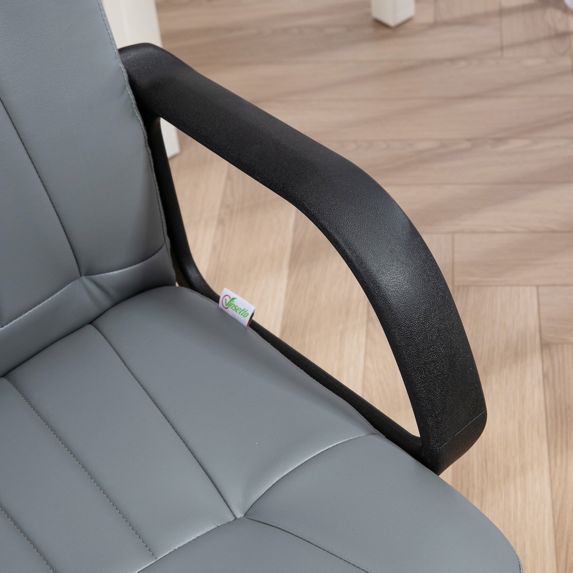 Swivel Executive Office Chair, PU Leather Computer Desk Chair, Adjustable Home Office Chair, Gaming Seater, Grey | Vinsetto-5