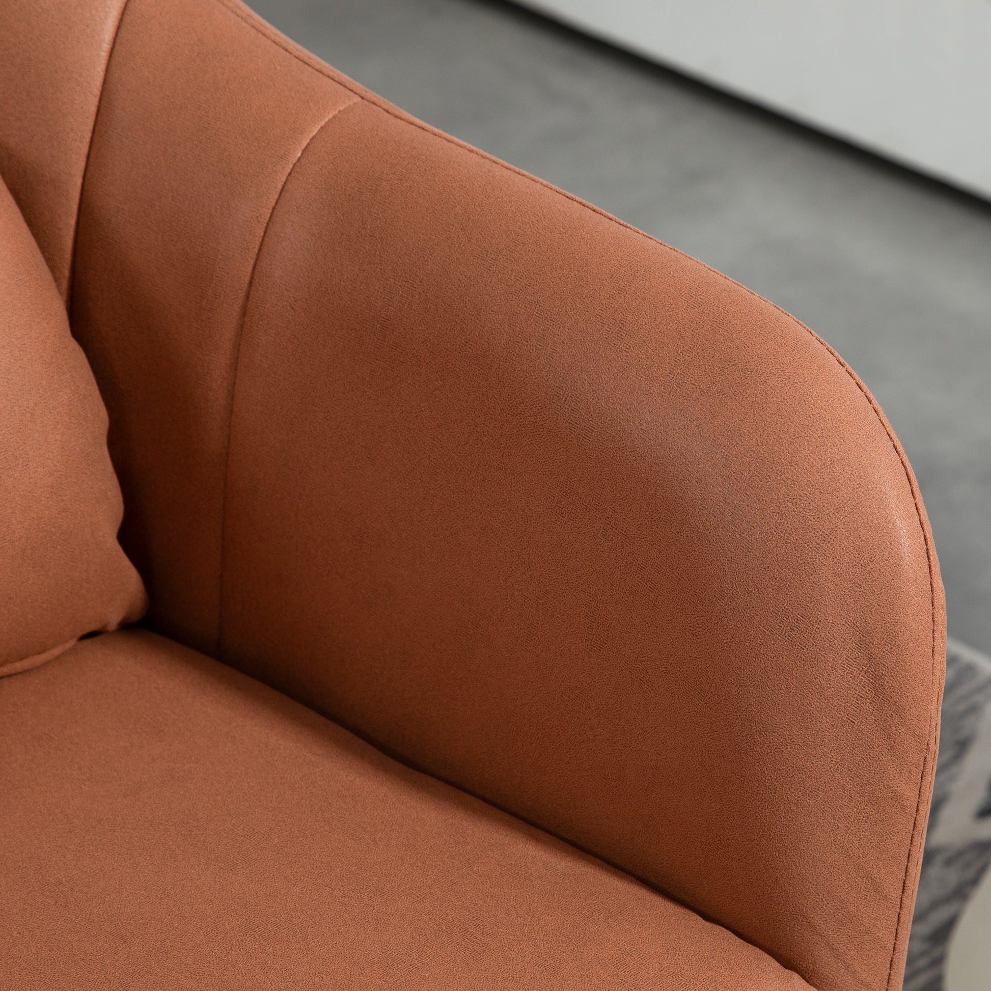 Swivel Accent Chair for Living Room Contemporary Vanity Armchair with Adjustable Height Thick Cushion Lumbar Support Armrest for Bedroom Office Brown by HOMCOM-7