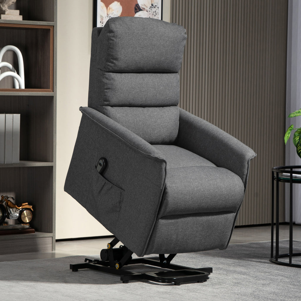 Electric Power Lift Recliner Chair with Spring Pack Seat, Fabric Recliner Armchair for Elderly with Footrest, Pockets | HOMCOM-8