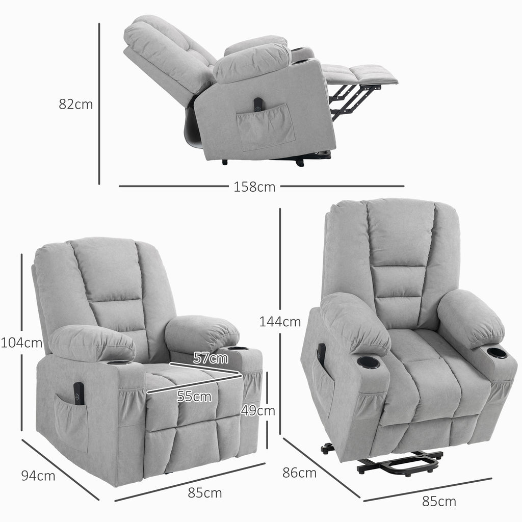 Oversized Riser and Recliner Chairs for the Elderly, Fabric Upholstered Lift Chair with Remote Control, Side Pockets and Cup Holder by HOMCOM-1