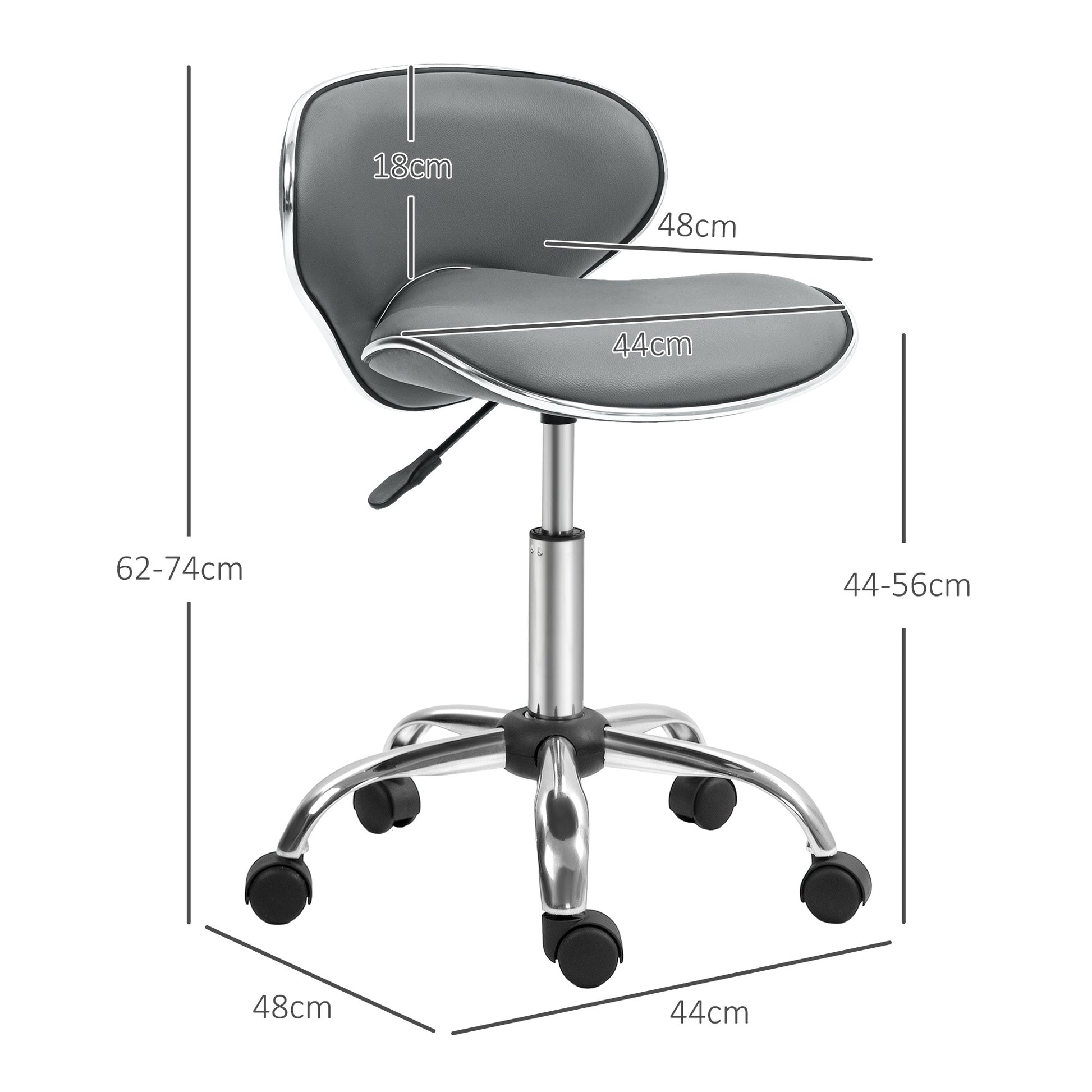 HOMCOM Adjustable Rolling Swivel Beauty Salon Chair, Stool for Spa in Grey-1