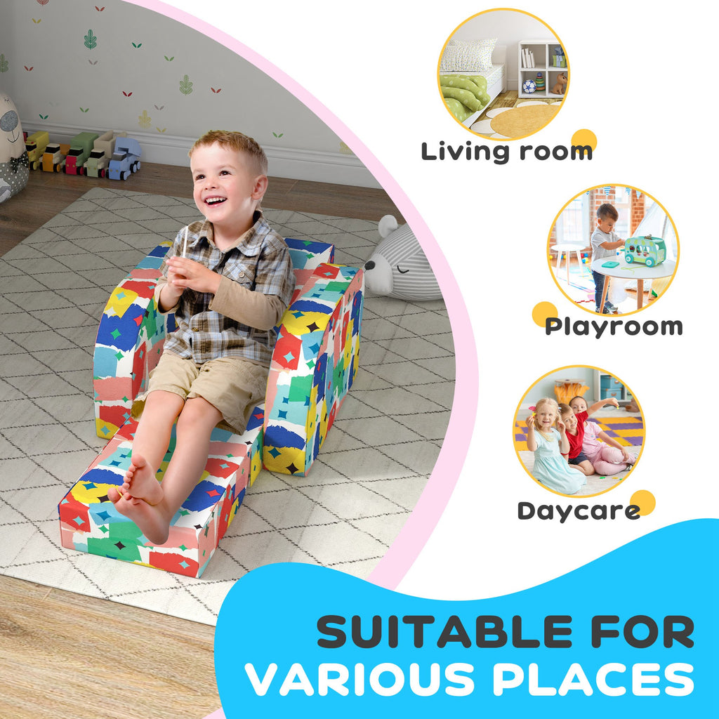 Soft Snuggle Sponge Filled Foldable Toddler Chair for Bedroom Playroom, Aged 18 Months to 3 Years - Multicoloured | AIYAPLAY-4