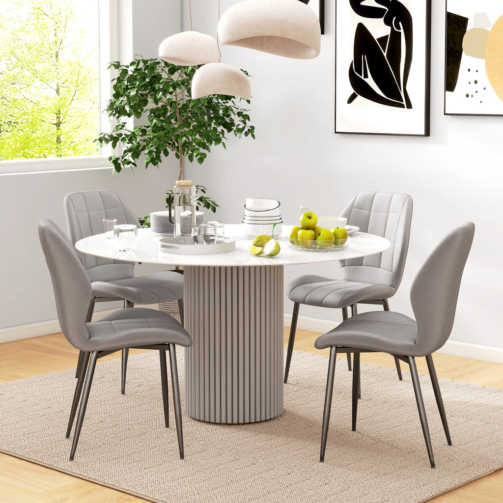 Set of Four Flannel Relaxed Tub Dining Chairs in Light Blue by HOMCOM-8