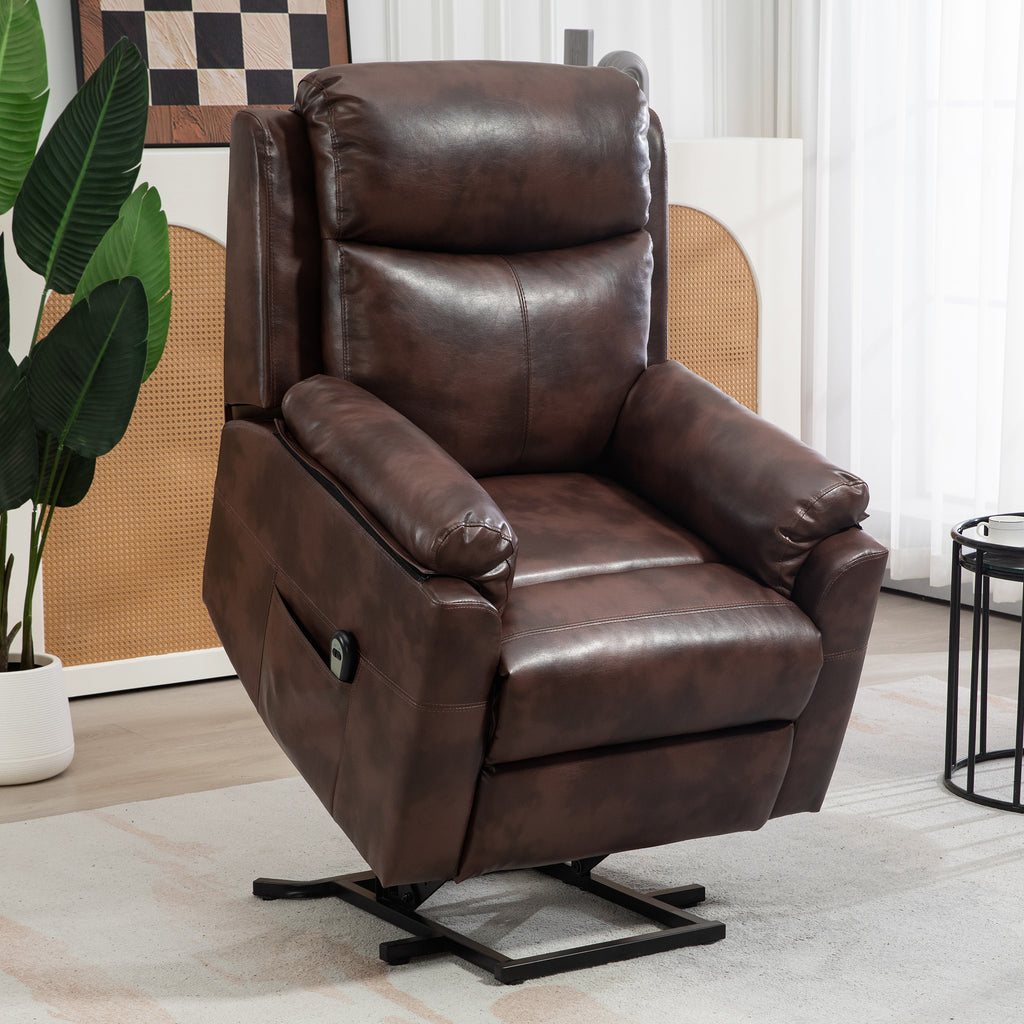 Riser and Recliner Chair, Lift Chair with Remote Control, Side Pockets, Pocket Spring in Dark Brown by HOMCOM-8