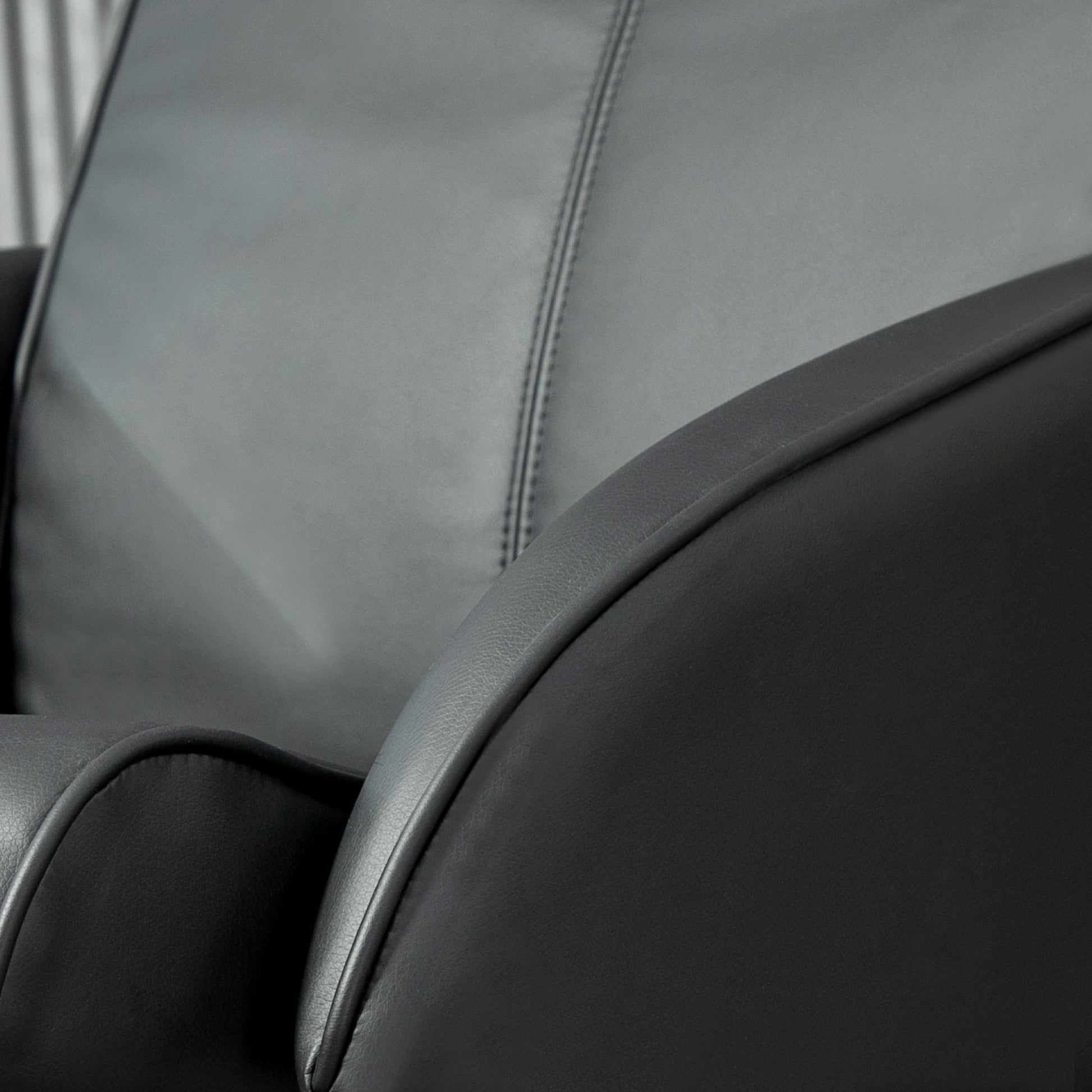Black Faux Leather Reclining Chair and Footstool by HOMCOM-7