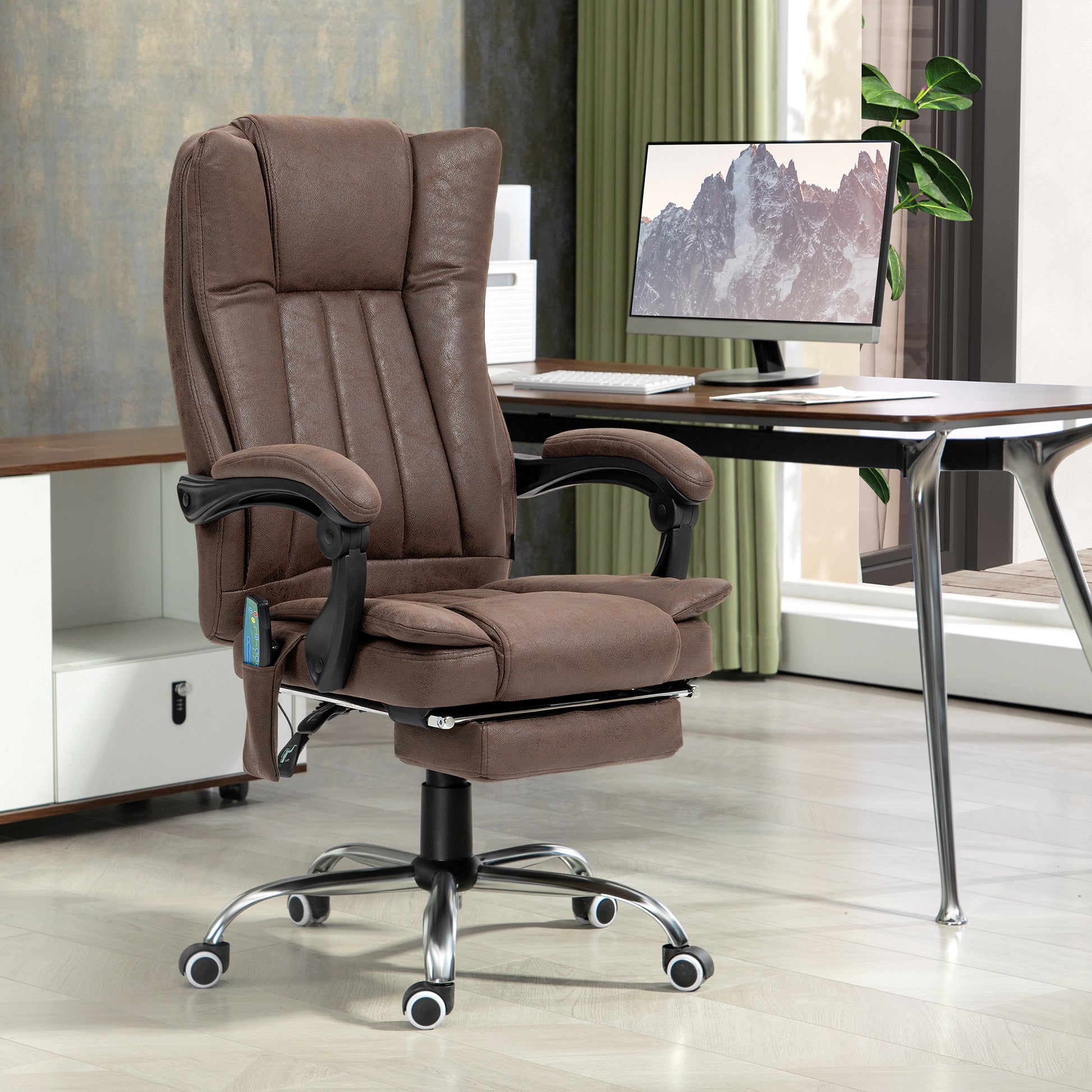 Vibrating Massage Office Chair with Heat, Executive Office Chair, Desk Chair with Height Adjustable and Footrest, Dark Brown | Vinsetto-8