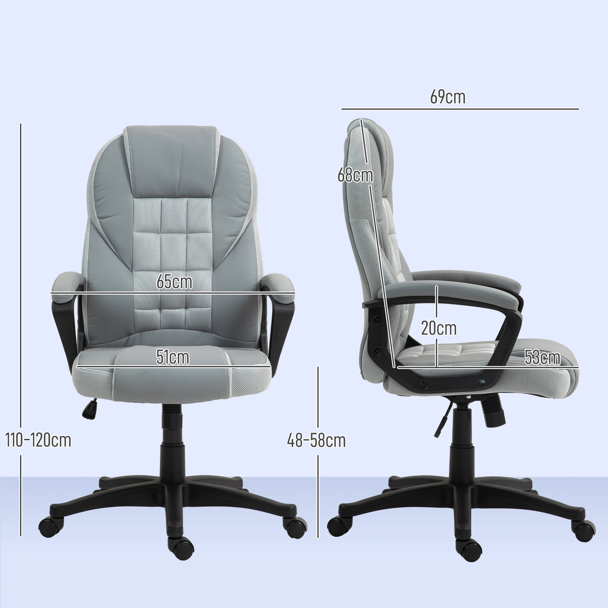 HOMCOM Faux Leather Office Chair in Grey-1