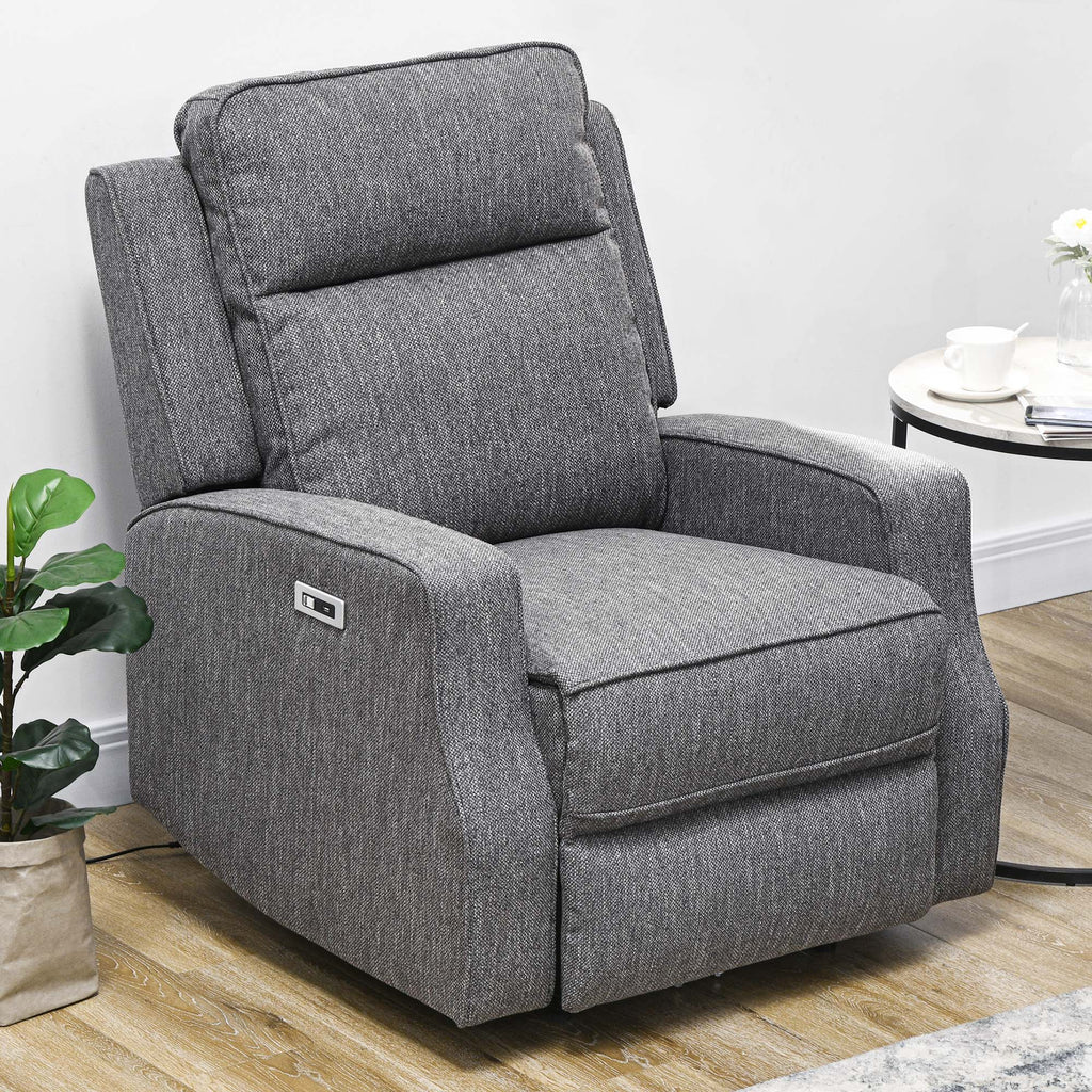 Electric Recliner Armchair, Recliner Chair with Adjustable Leg Rest, USB Port, Charcoal Grey | HOMCOM-8