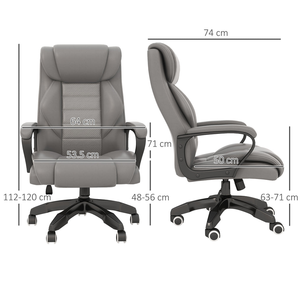 Executive Office Chair with 6-Point Massage, High Back Swivel Seat with Extra Padding, Ergonomic Tilt, Grey | Vinsetto-1