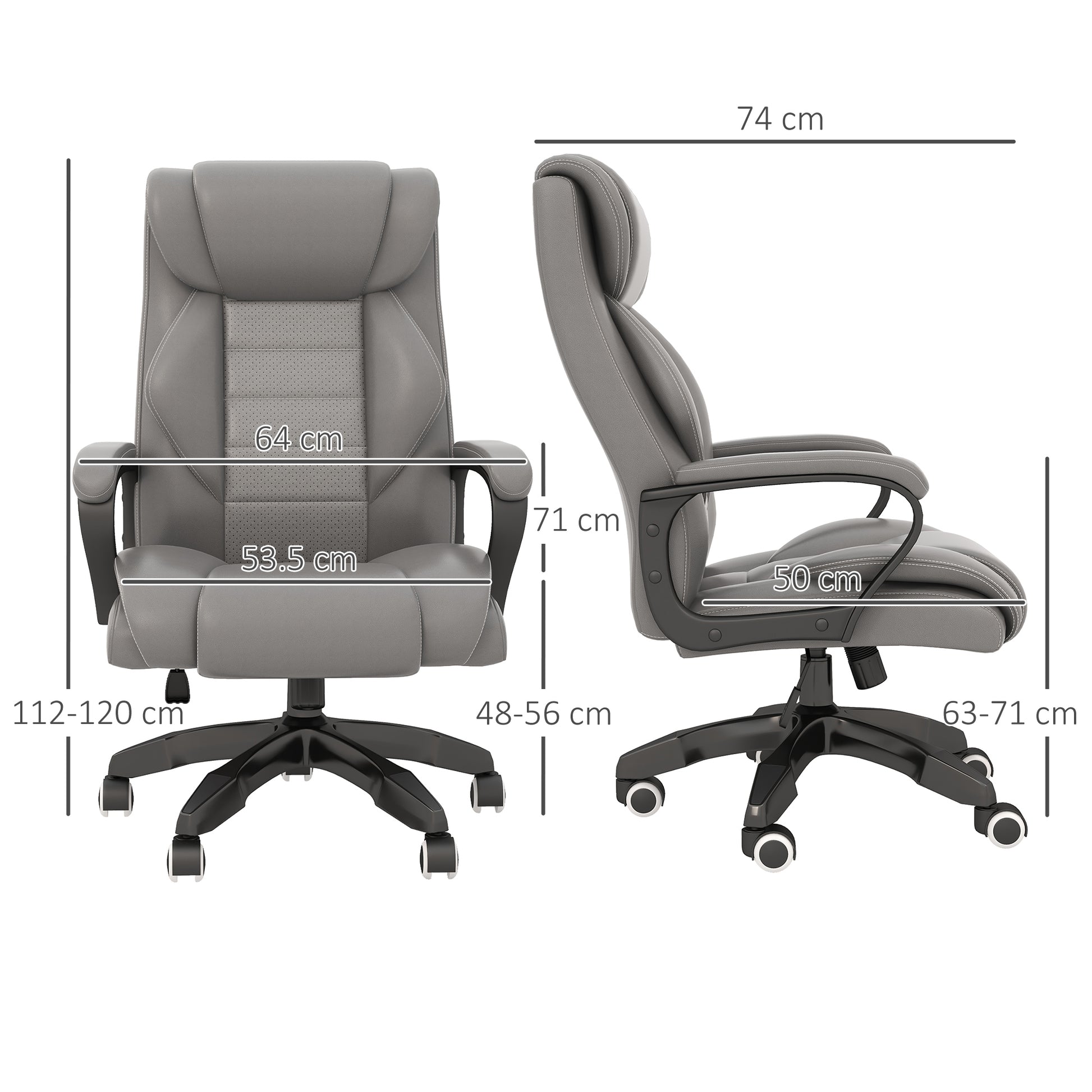 Executive Office Chair with 6-Point Massage, High Back Swivel Seat with Extra Padding, Ergonomic Tilt, Grey | Vinsetto-1