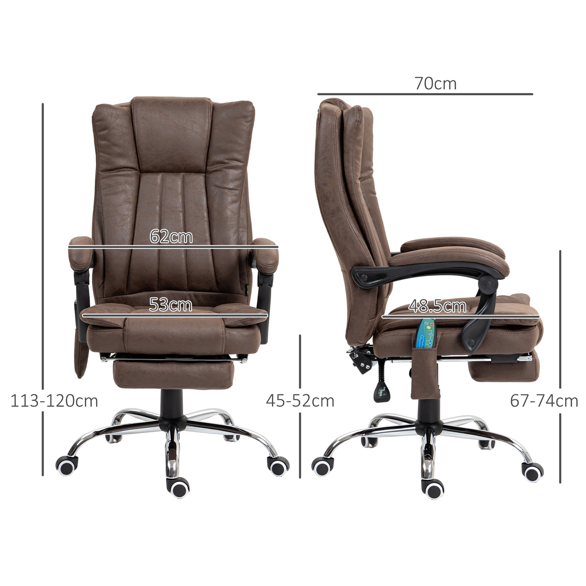 Vibrating Massage Office Chair with Heat, Executive Office Chair, Desk Chair with Height Adjustable and Footrest, Dark Brown | Vinsetto-1