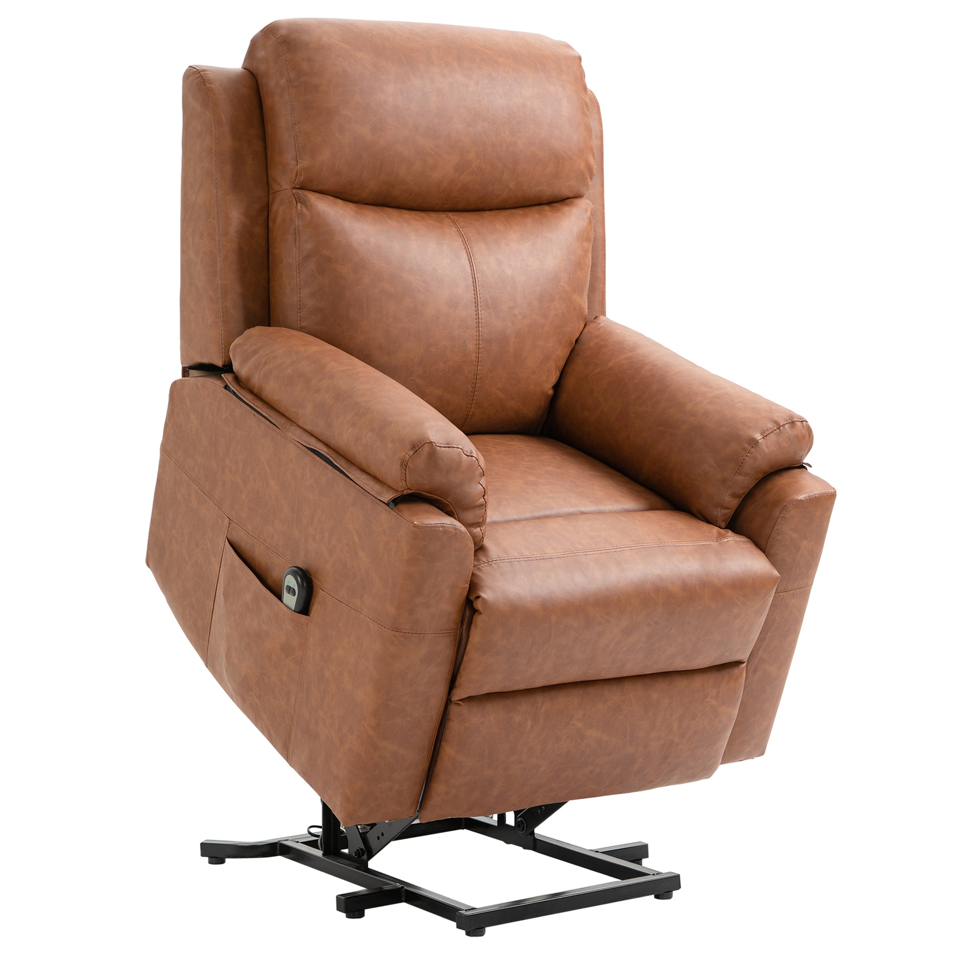 Power Lift Chair Electric Riser Recliner with Remote Control in Brown by HOMCOM-0