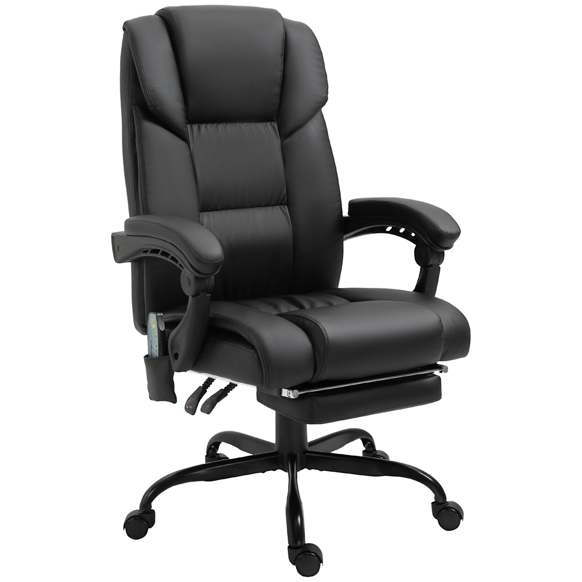 6-Point PU Leather Massage Racing Chair Electric Padded Angle Adjustable Remote-0
