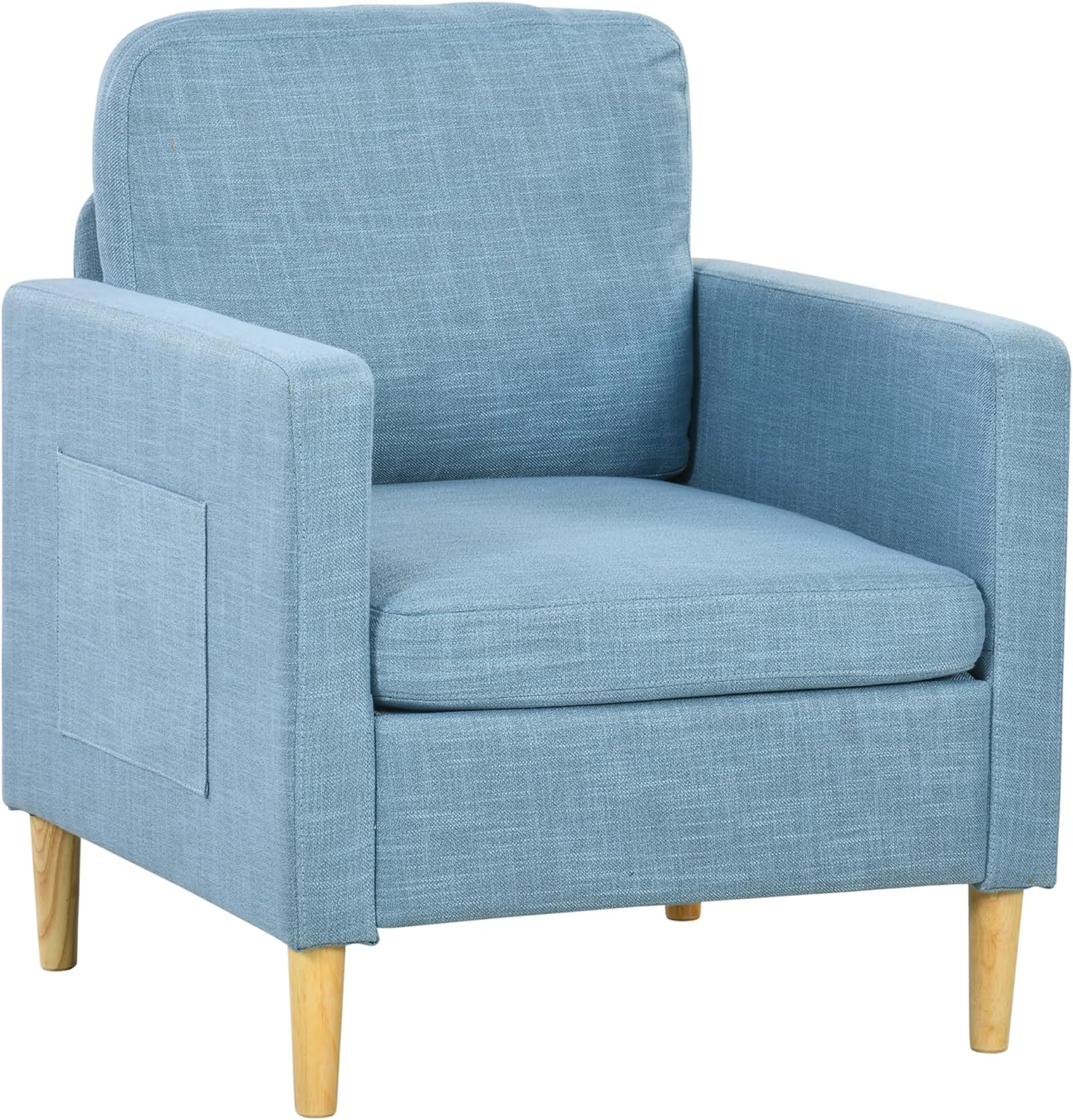 HOMCOM Modern Armchair Upholstered Accent Chair in Blue-0