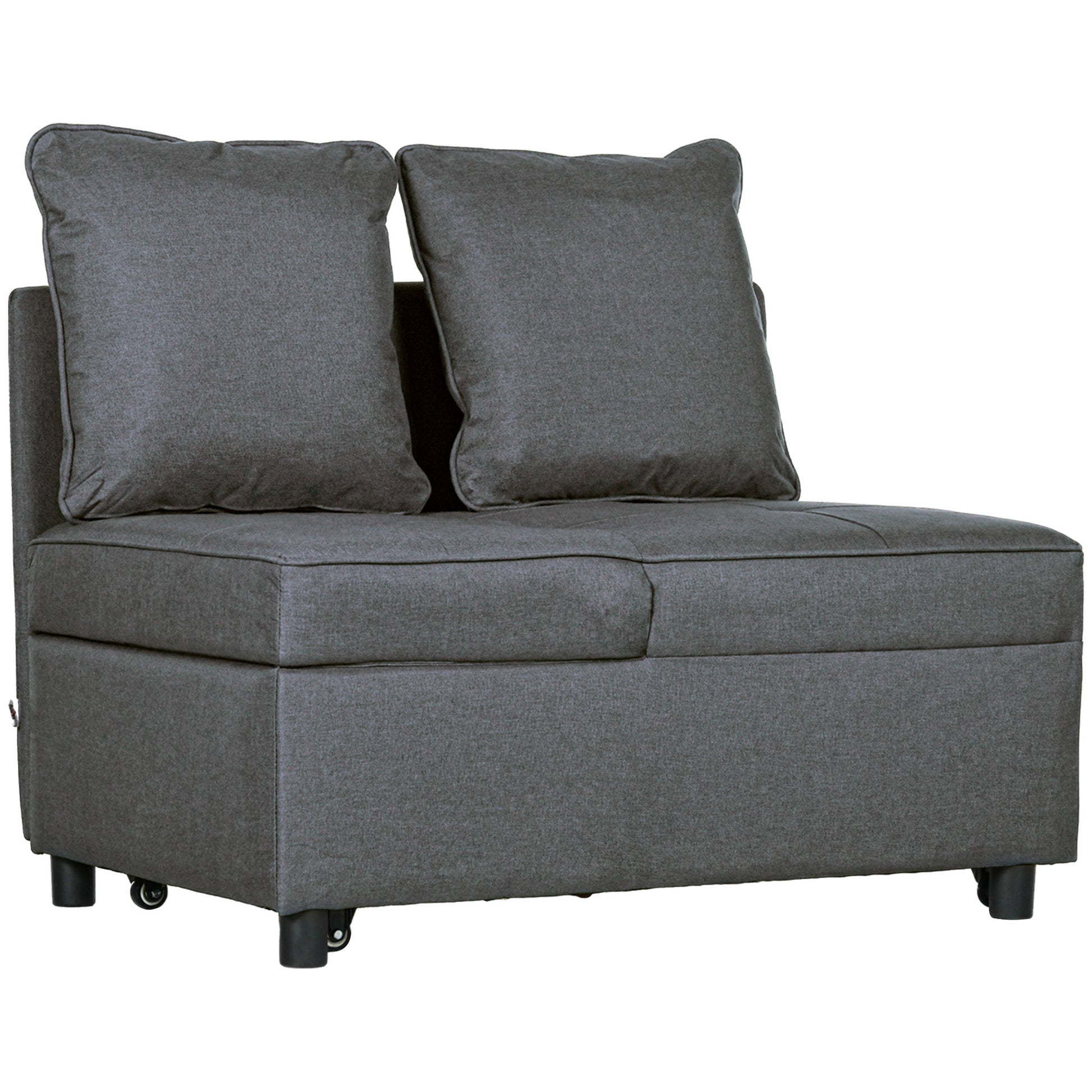 HOMCOM Folding Sleeper Sofa Bed Chair with Pillows Pocket Grey-0