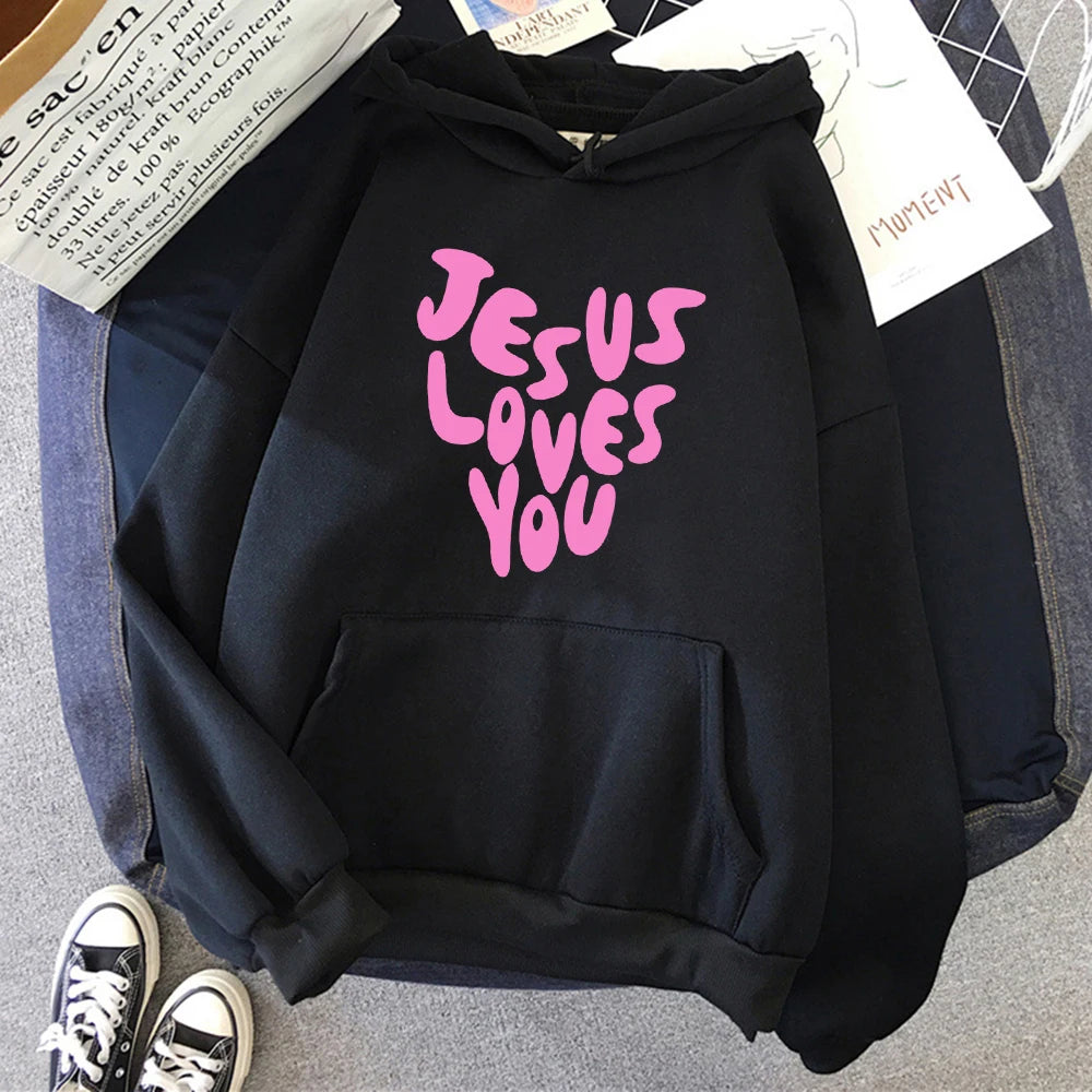 Jesus Loves Me Letter Funny Prints Hoodies