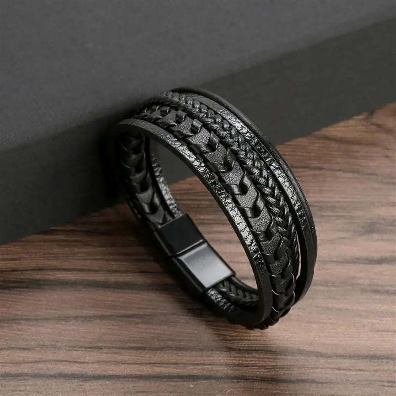Stainless Steel Leather Bracelet