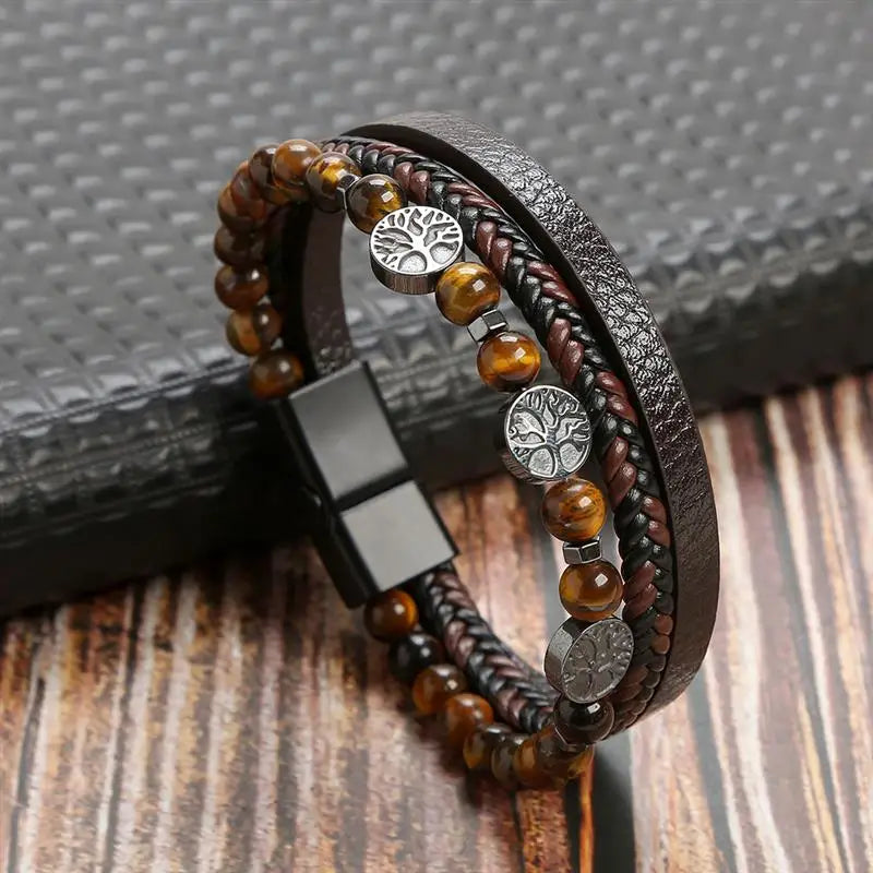 Stainless Steel Leather Bracelet