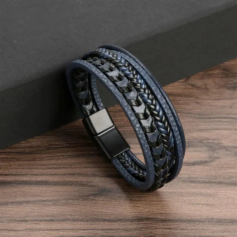 Stainless Steel Leather Bracelet