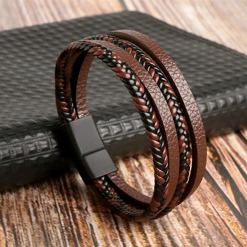 Stainless Steel Leather Bracelet
