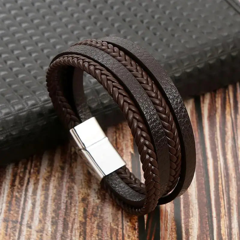 Stainless Steel Leather Bracelet