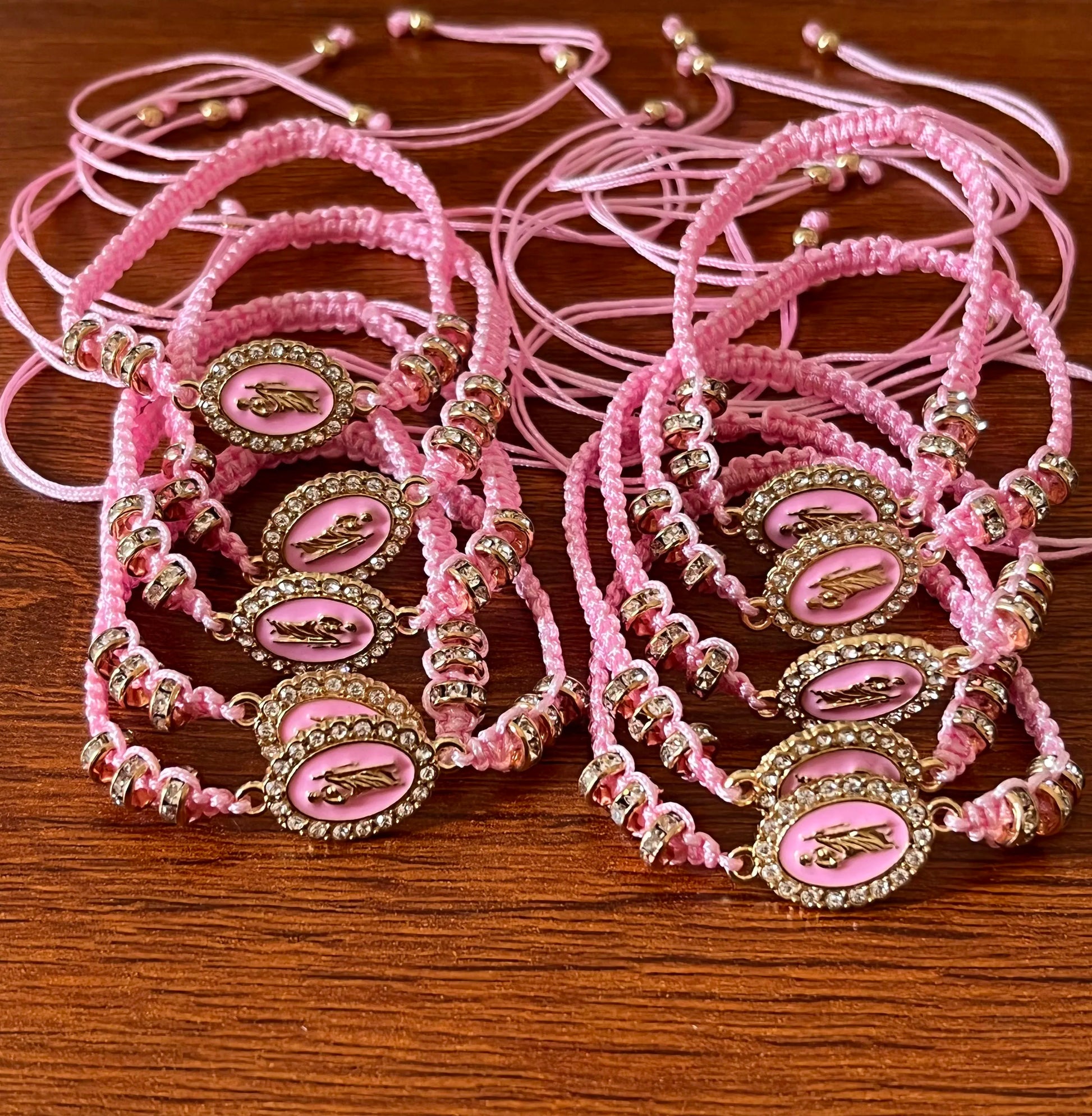 12 Pieces Religious Virgin Mary And Saint Jude Crystal Set Diamond Beads Adjustable Bracelet  For Women