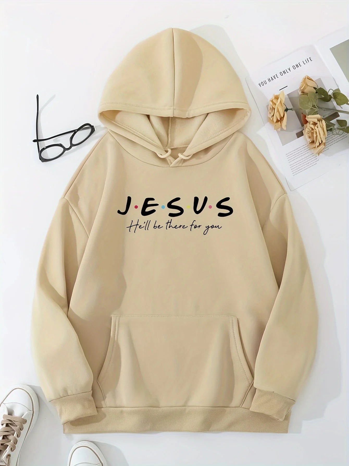 Drawstring Kangaroo Pocket Casual Sweatshirt