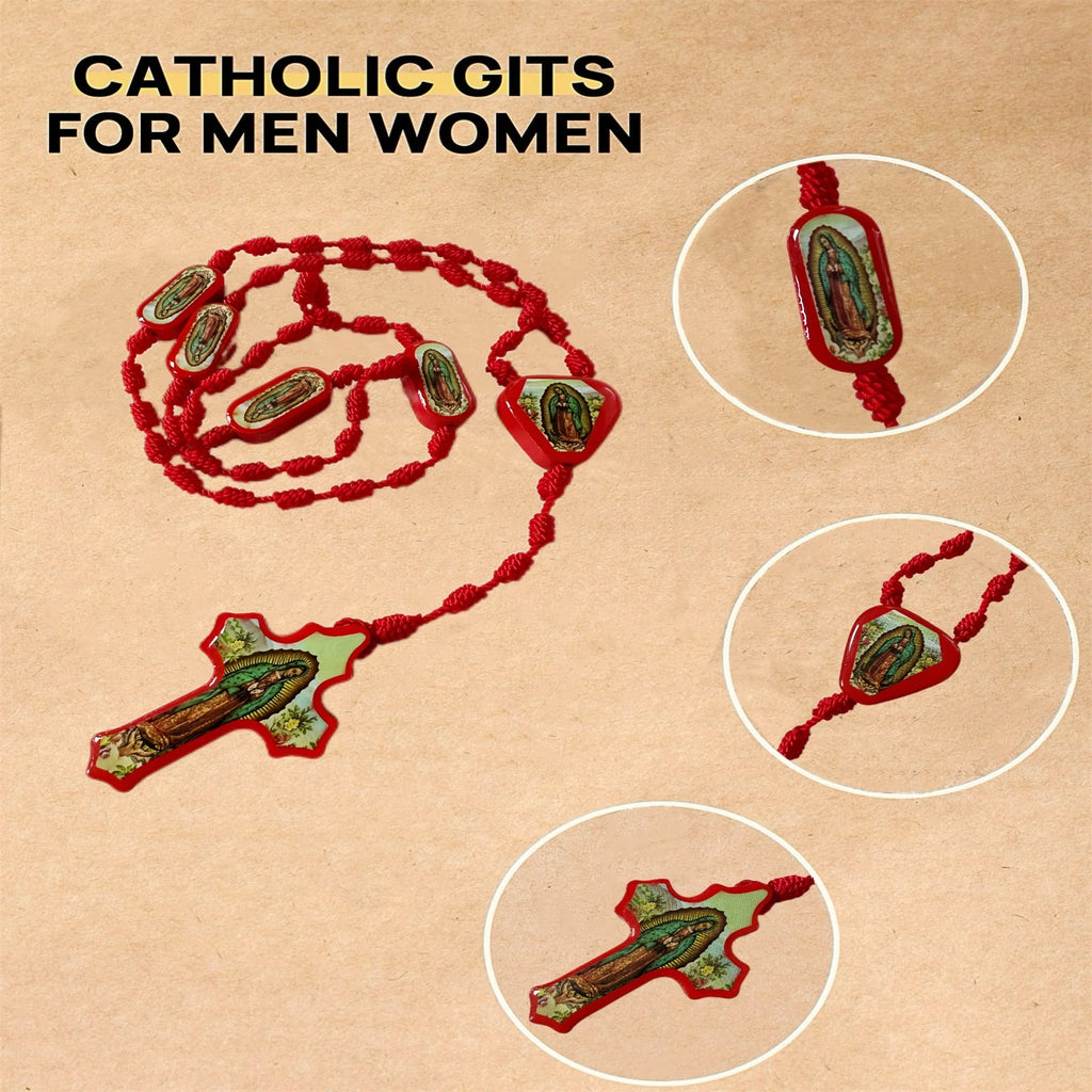 1Pc Rosary Saint Jude Virgin Mary Handmade Knotted rosary Catholic Necklace Cross Pendant Protection Blessing Charm