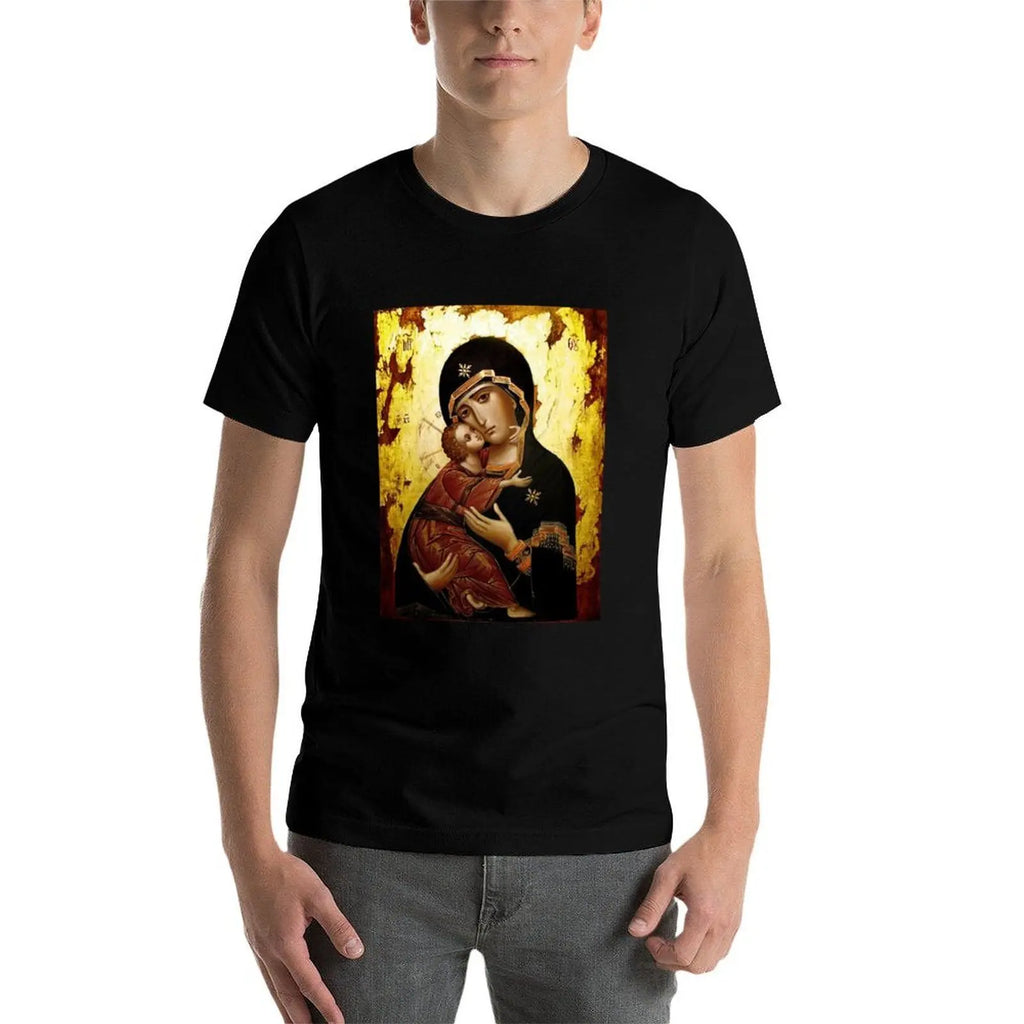 Virgin Mary, Theotokos, Mother of God, God-bearer T-Shirt man t shirt cotton high quality essential t shirt T-Shirt