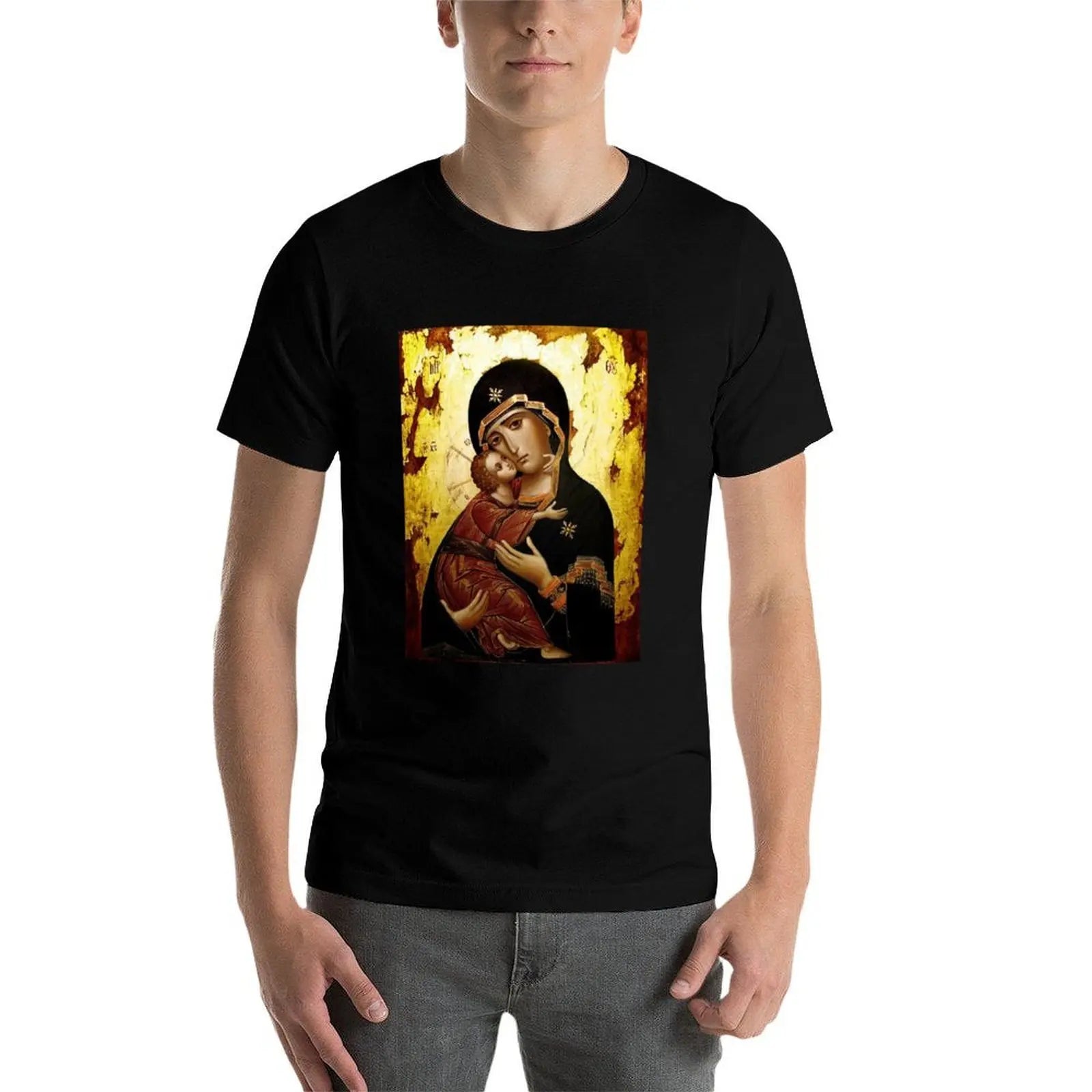 Virgin Mary, Theotokos, Mother of God, God-bearer T-Shirt man t shirt cotton high quality essential t shirt T-Shirt