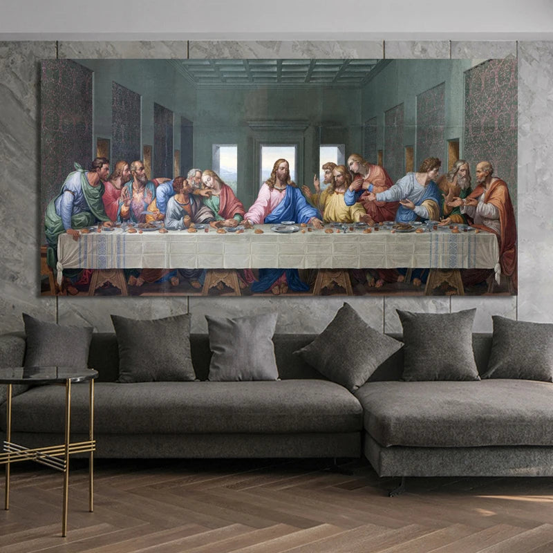 Leonardo Da Vinci's The Last Supper Posters and Print Wall Art Canvas Painting Famous Painting Art for Living Room Cuadros Decor