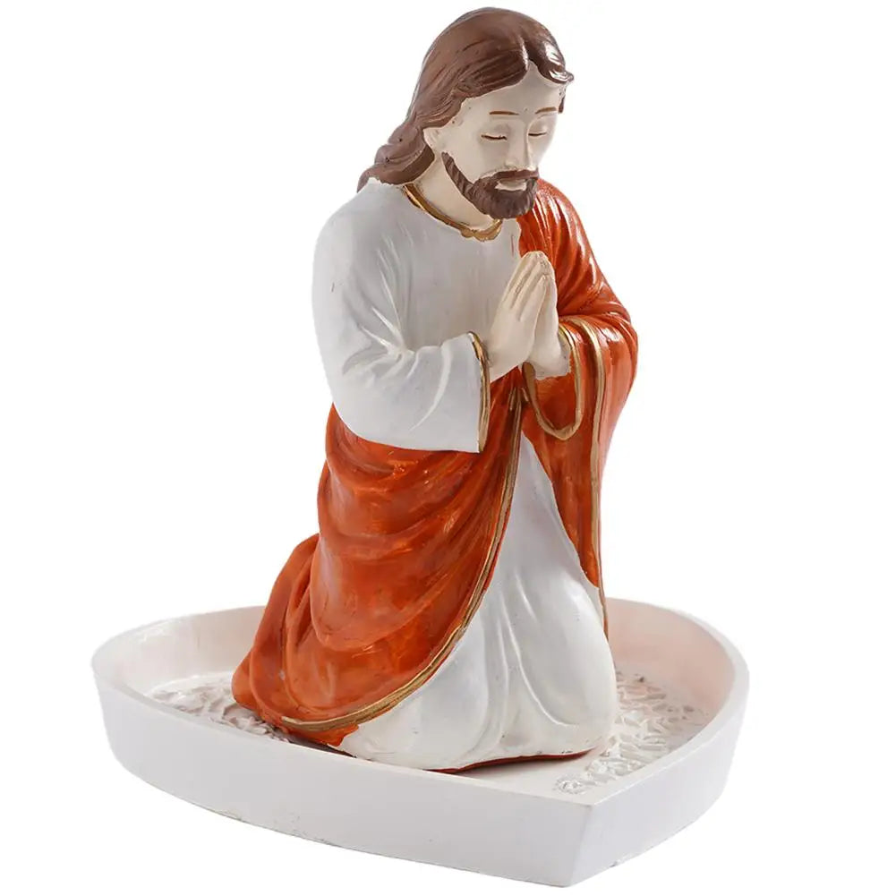 Timeless Charm Resin Rosary Holder with Mary Figurine for Catholic Devotional Home Decor Lady Prayer Dish Jewelry for Bedroom