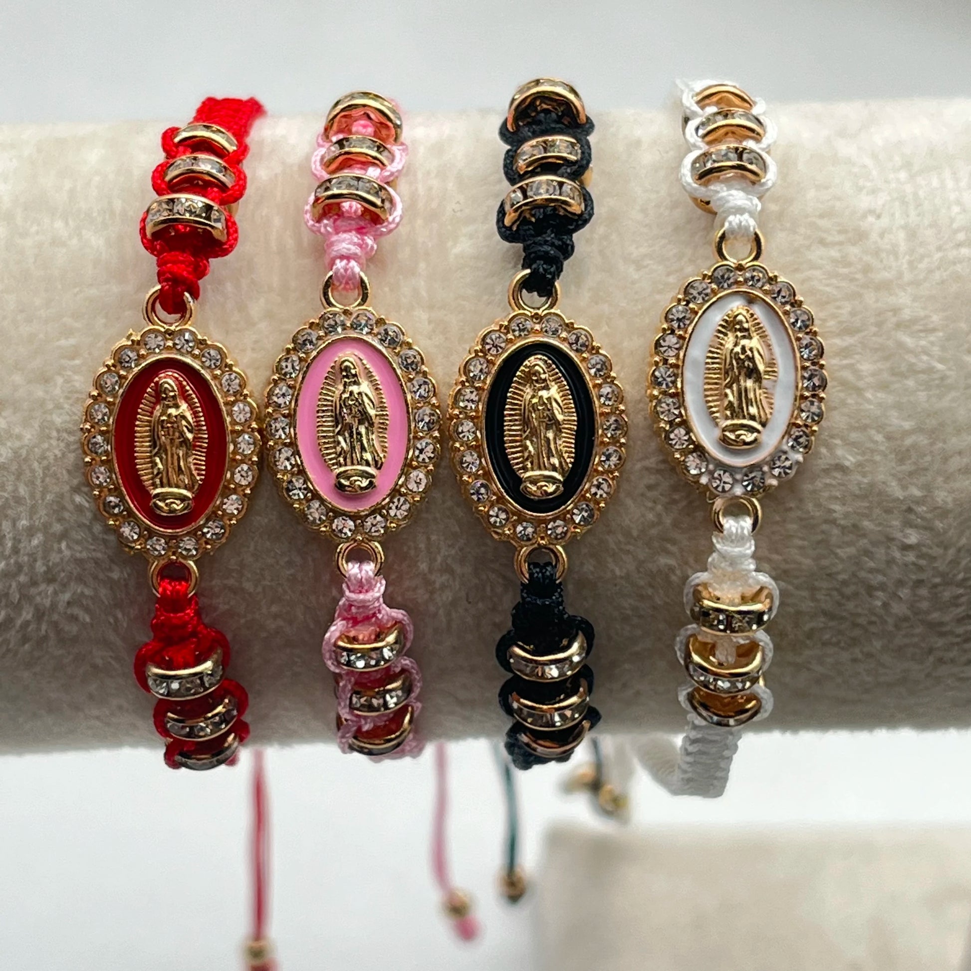 12 Pieces Religious Virgin Mary And Saint Jude Crystal Set Diamond Beads Adjustable Bracelet  For Women