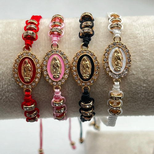 12 Pieces Religious Virgin Mary And Saint Jude Crystal Set Diamond Beads Adjustable Bracelet  For Women