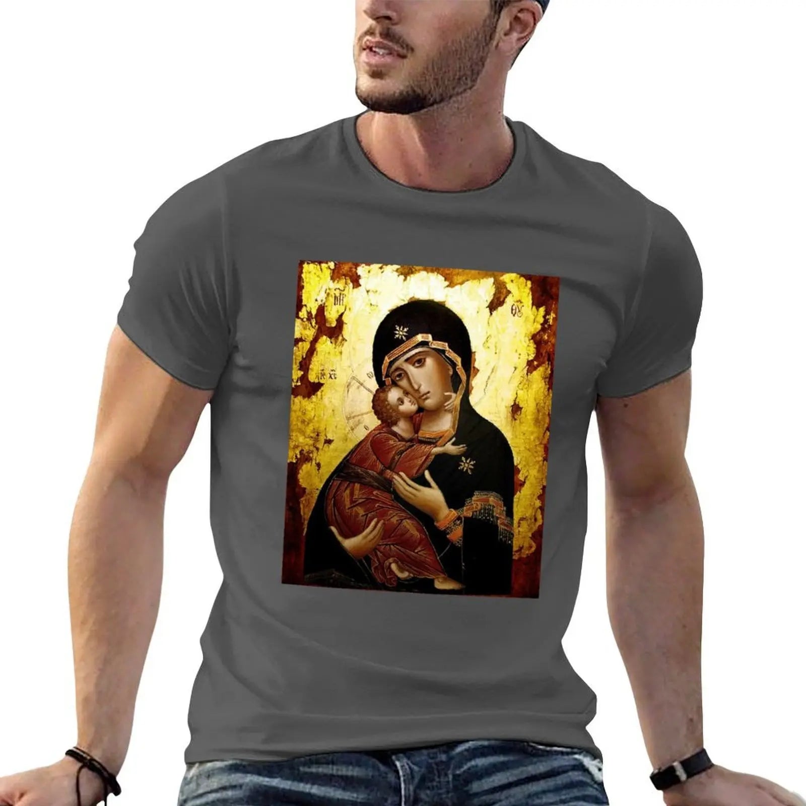 Virgin Mary, Theotokos, Mother of God, God-bearer T-Shirt man t shirt cotton high quality essential t shirt T-Shirt