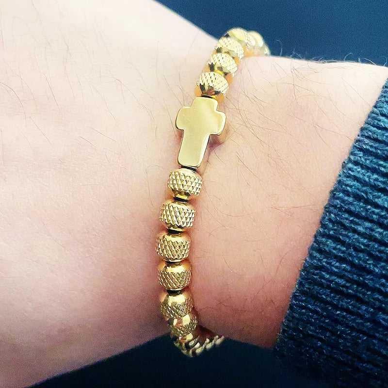 Luxury Stainless Steel Cross Charms Man Bracelet