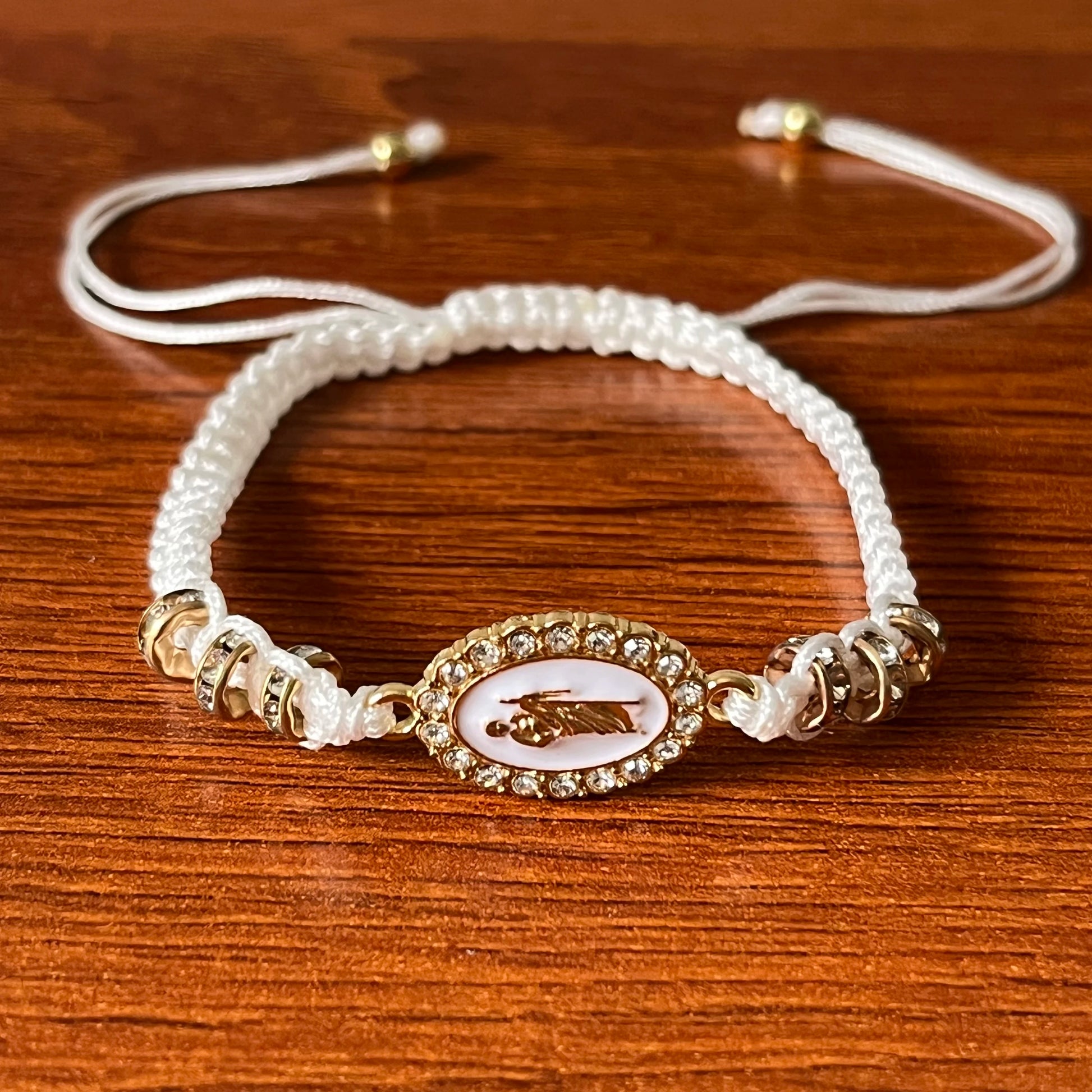 12 Pieces Religious Virgin Mary And Saint Jude Crystal Set Diamond Beads Adjustable Bracelet  For Women