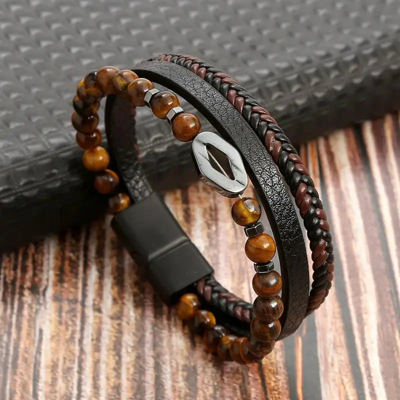 Stainless Steel Leather Bracelet