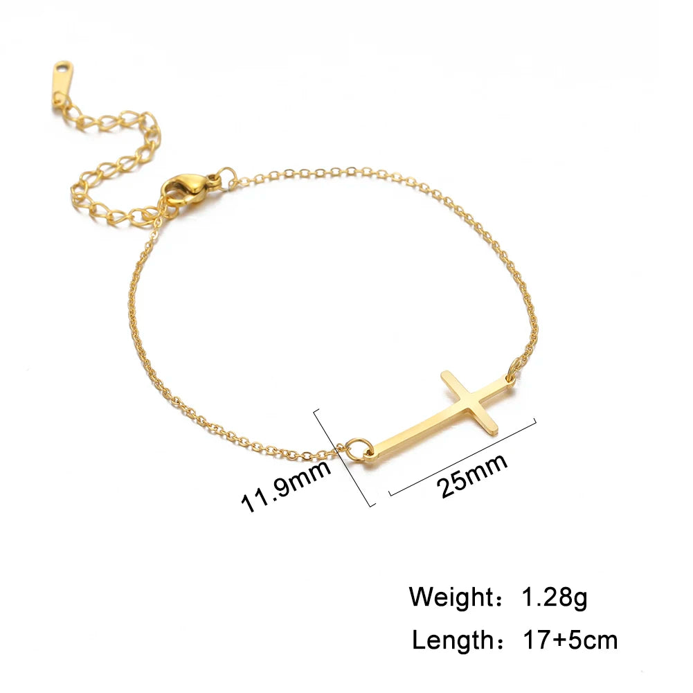 Amaxer Stainless Steel Cross Pendant Bracelet
