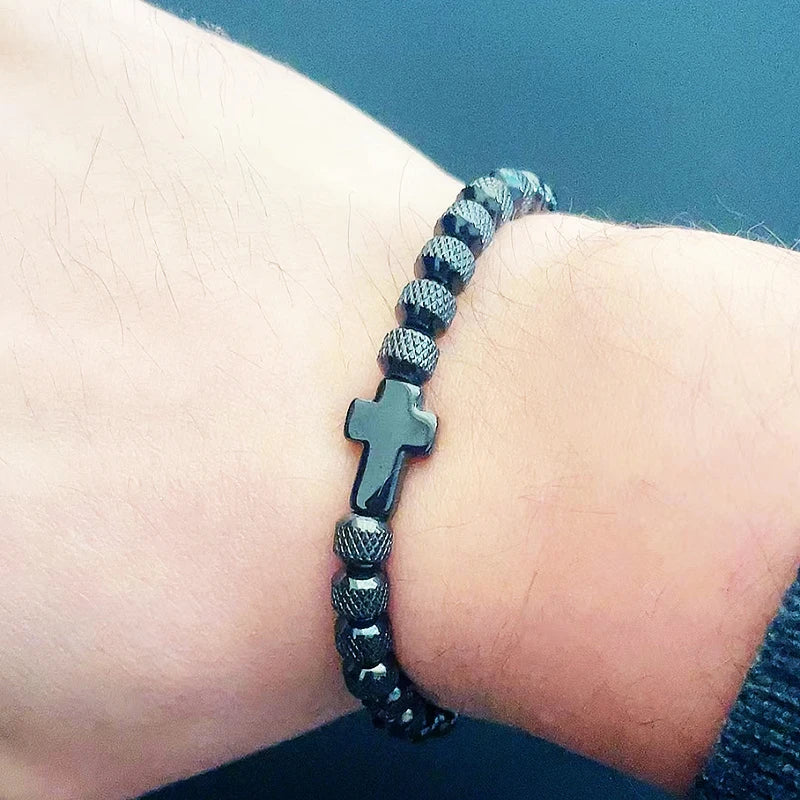 Luxury Stainless Steel Cross Charms Man Bracelet