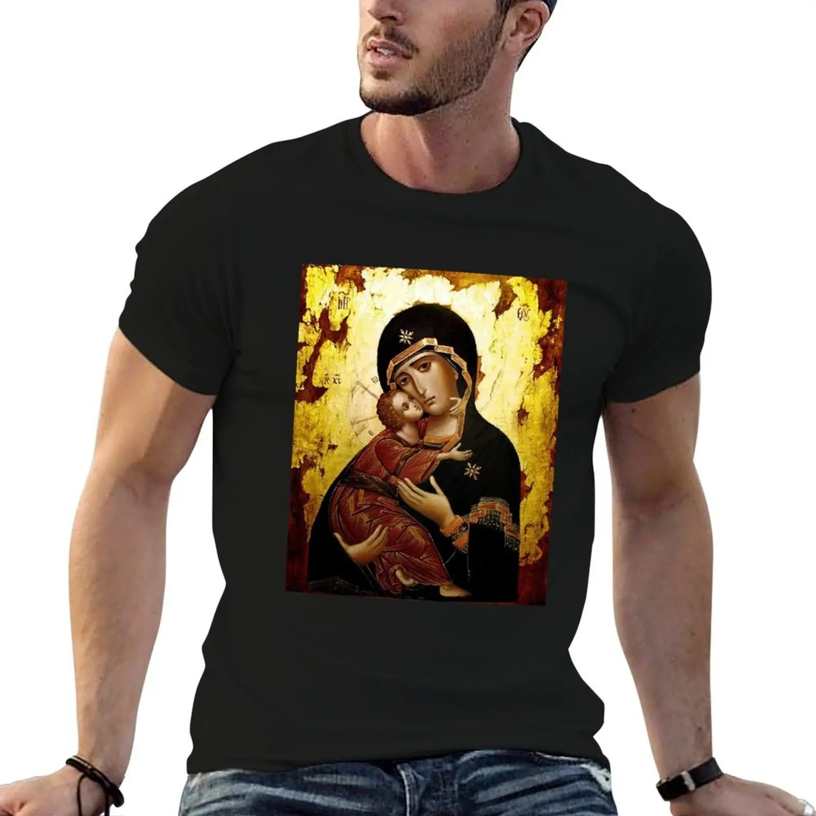 Virgin Mary, Theotokos, Mother of God, God-bearer T-Shirt man t shirt cotton high quality essential t shirt T-Shirt