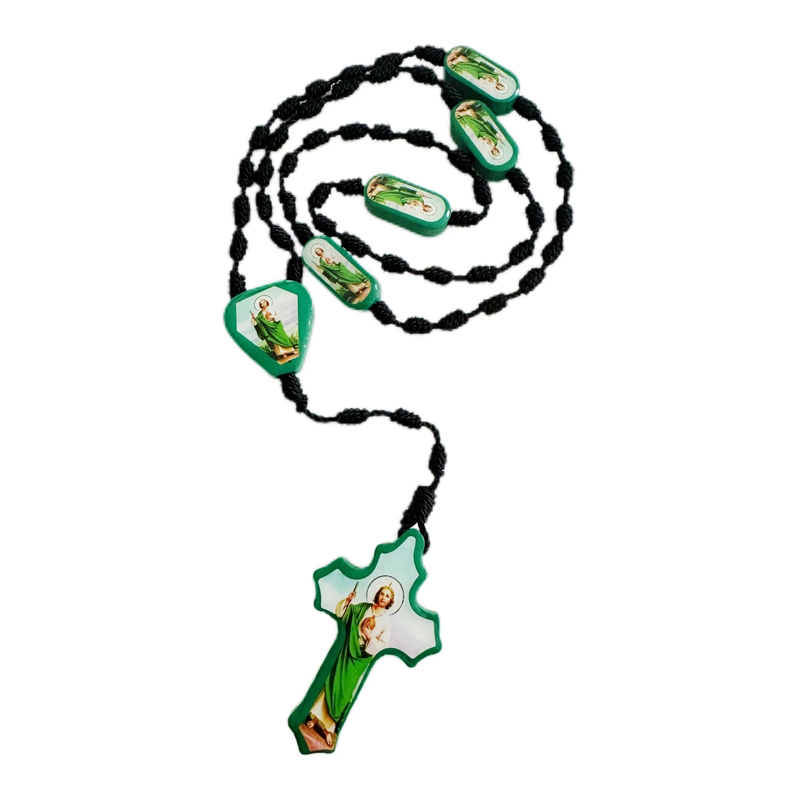 1Pc Rosary Saint Jude Virgin Mary Handmade Knotted rosary Catholic Necklace Cross Pendant Protection Blessing Charm