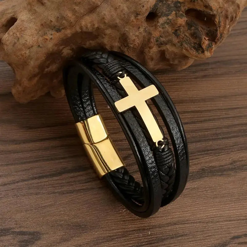 Stainless Steel Leather Bracelet