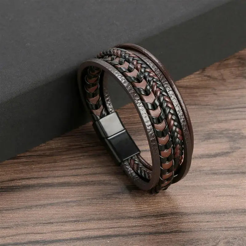 Stainless Steel Leather Bracelet