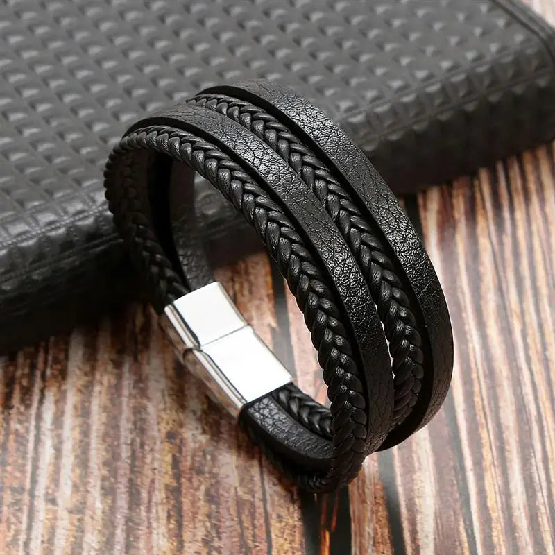 Stainless Steel Leather Bracelet
