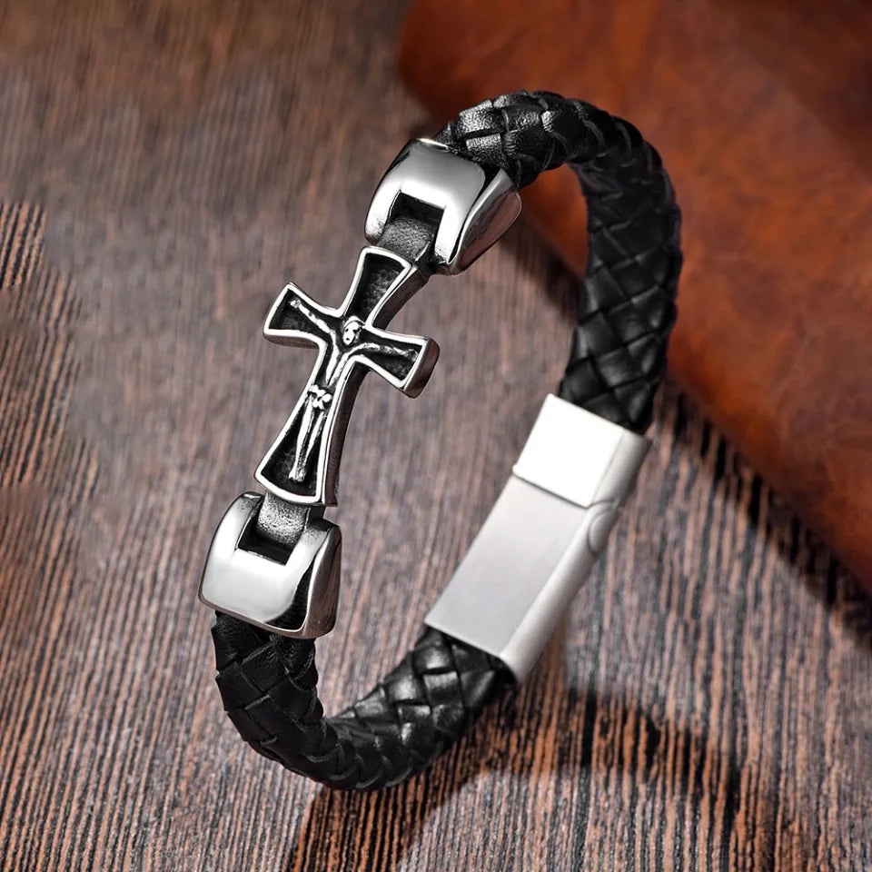 Vintage Stainless Steel Jesus Cross