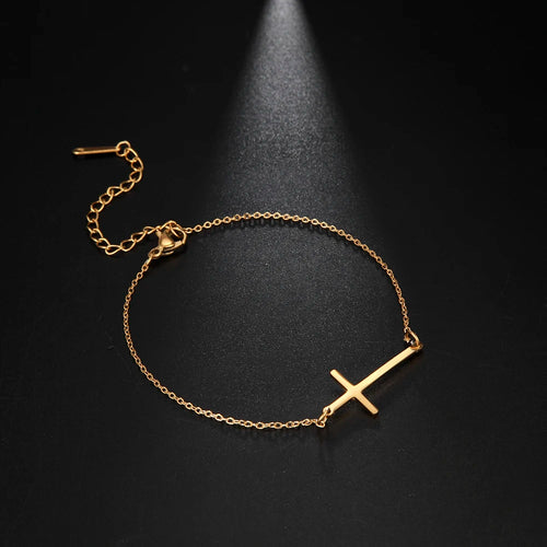 Amaxer Stainless Steel Cross Pendant Bracelet