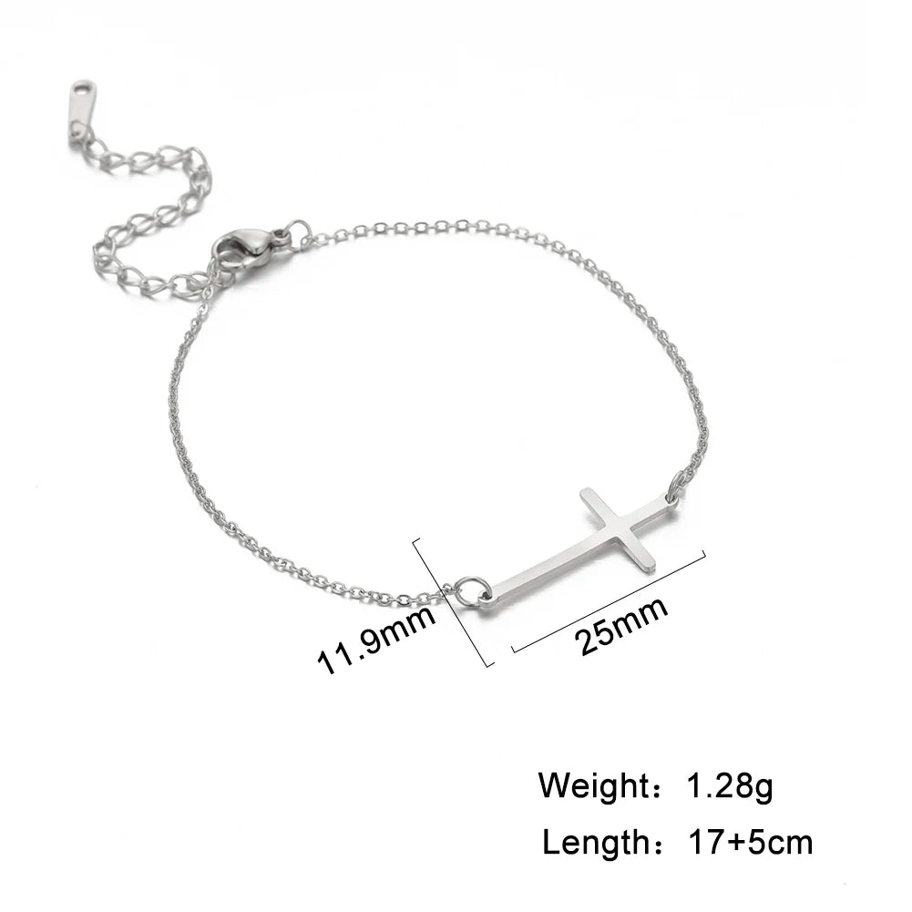 Amaxer Stainless Steel Cross Pendant Bracelet