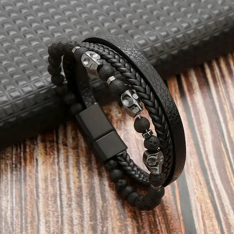 Stainless Steel Leather Bracelet
